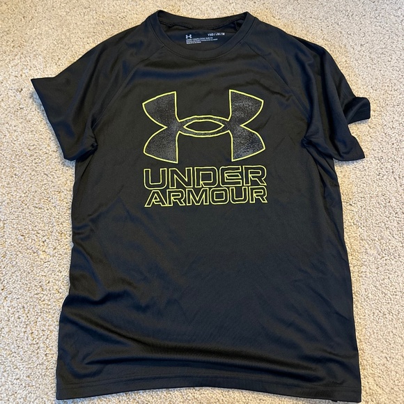 Under Armour T-Shirt, Black with Lime Green, Youth Medium - Picture 1 of 2
